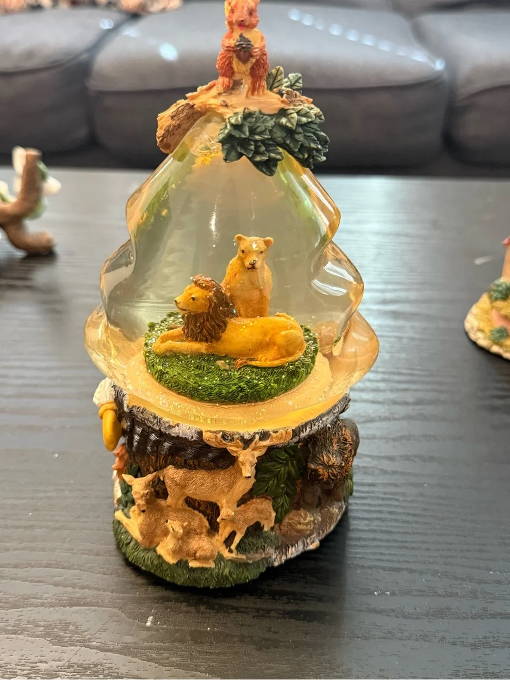Musical Snow Globe Squirrel Woodland Wildlife Scene Multicolor Glass/Resin